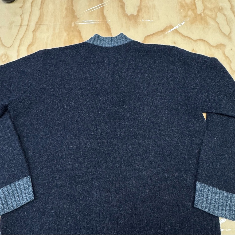 NWOT Woolrich Men's 100% Wool 1/4 Button Dark Blue Crew Neck Mohair Sweater Lg - Picture 5 of 11
